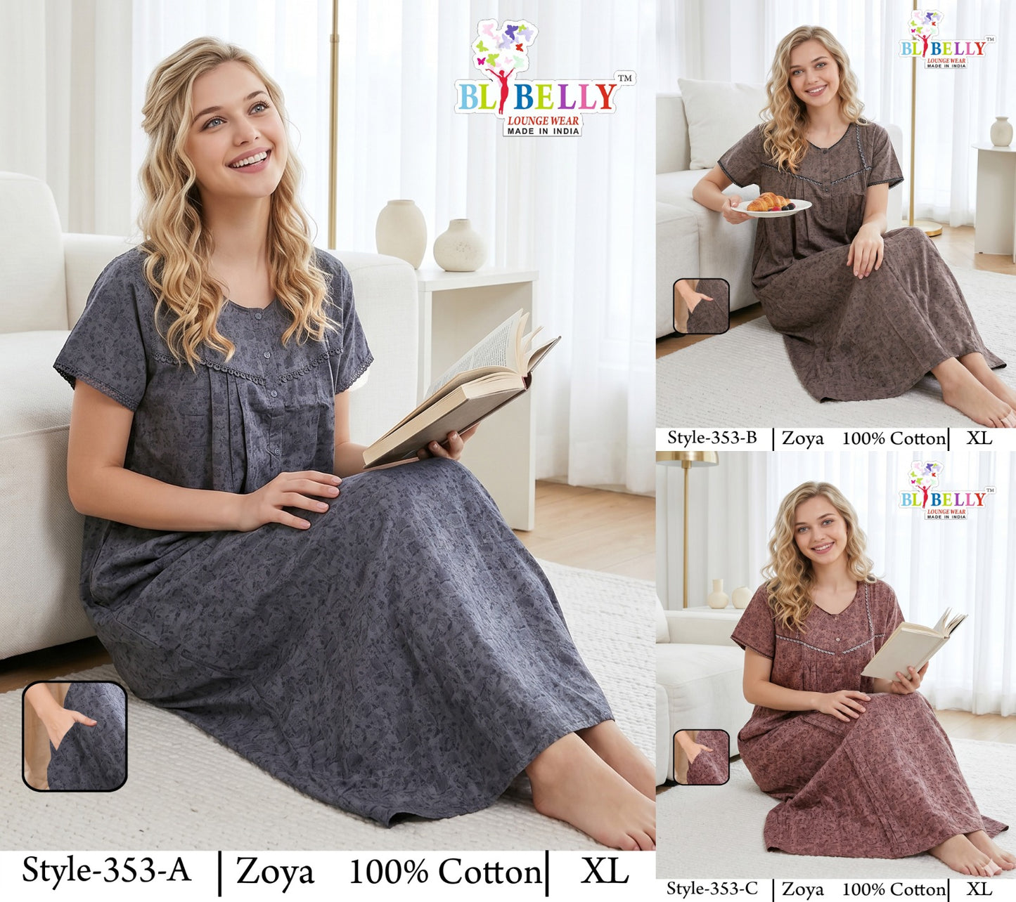 Zoya Cotton Belly Bombay Night Gowns Manufacturer Gujarat