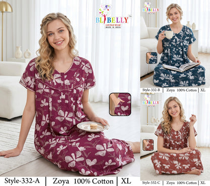 Zoya Cotton Belly Bombay Night Gowns Manufacturer Gujarat