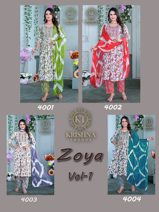 Zoya Vol 1 Kt Rayon 14Kg Readymade Pant Style Suits