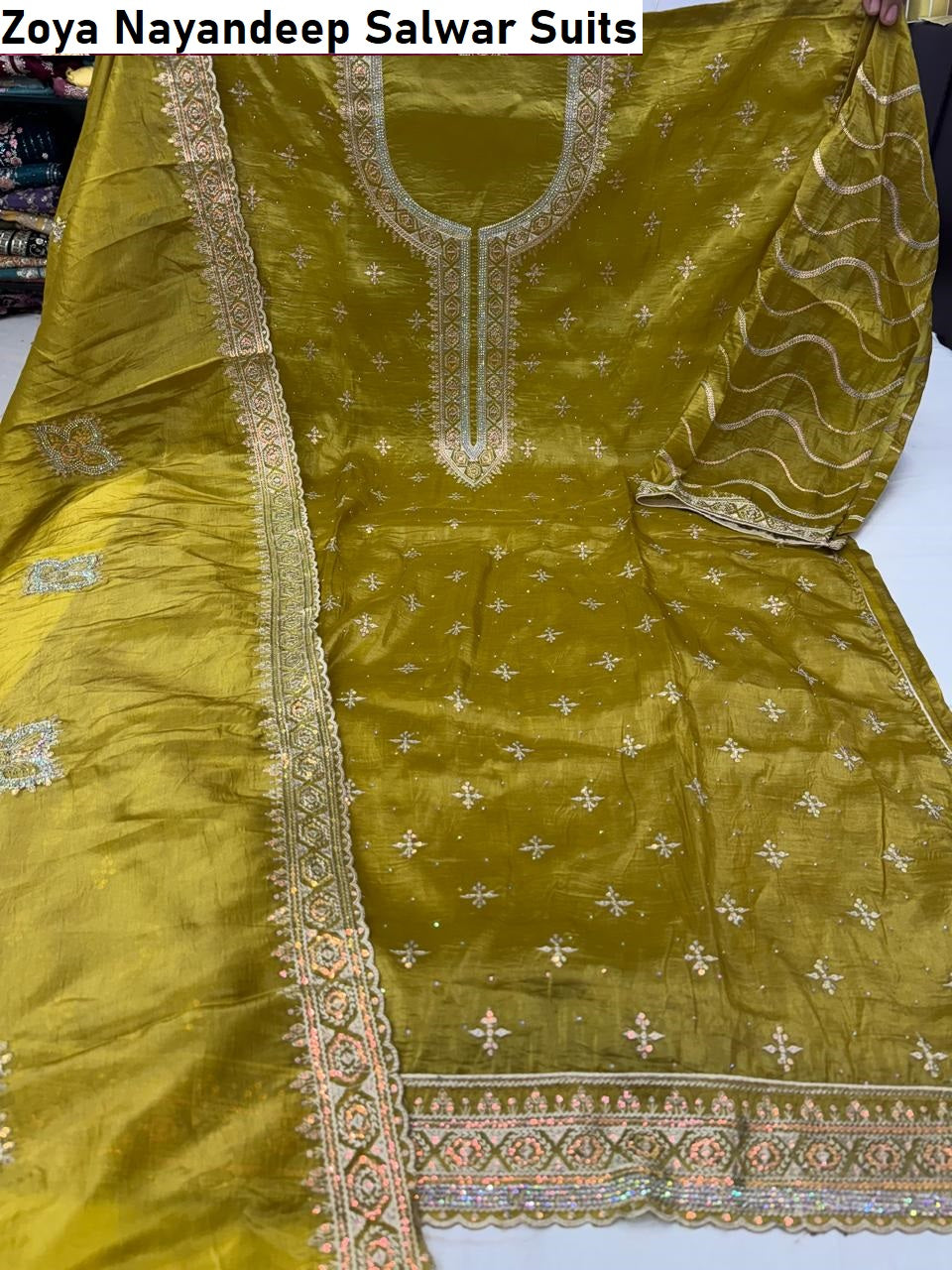 Zoya Nayandeep Gold Crush Salwar Suits Wholesaler India