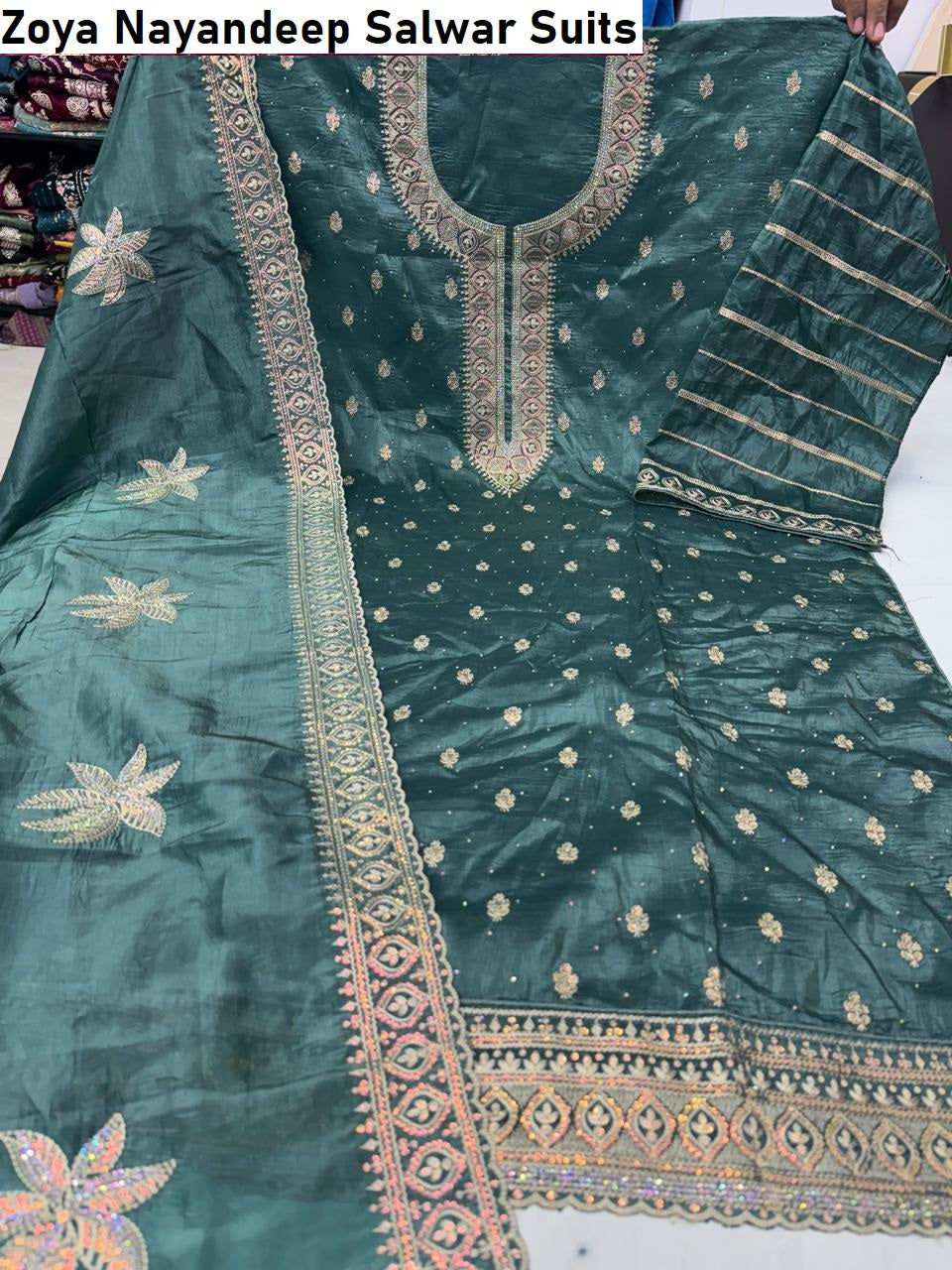 Zoya Nayandeep Gold Crush Salwar Suits Wholesaler India