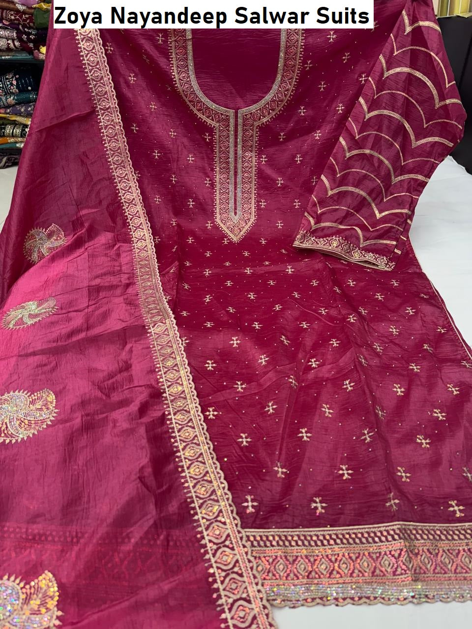 Zoya Nayandeep Gold Crush Salwar Suits Wholesaler India