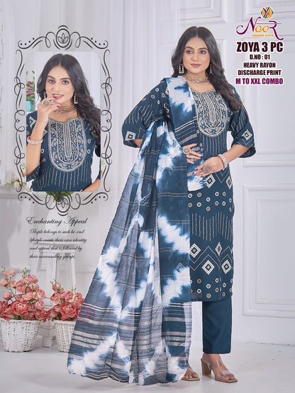 Zoya Noor Heavy Rayon Readymade Pant Style Suits Supplier Ahmedabad