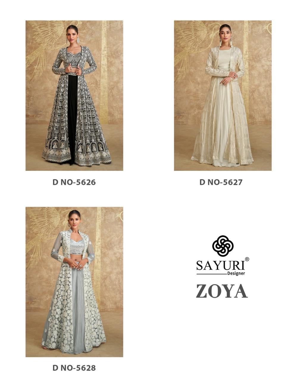Zoya Sayuri Georgette Crop Top Skirt Jacket Wholesale Rate
