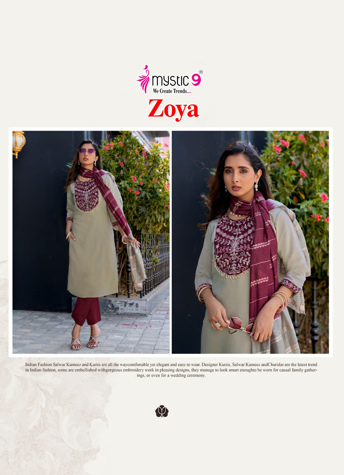 Zoya Vol 1 Mystic 9 Roman Silk Readymade Pant Style Suits Exporter Ahmedabad