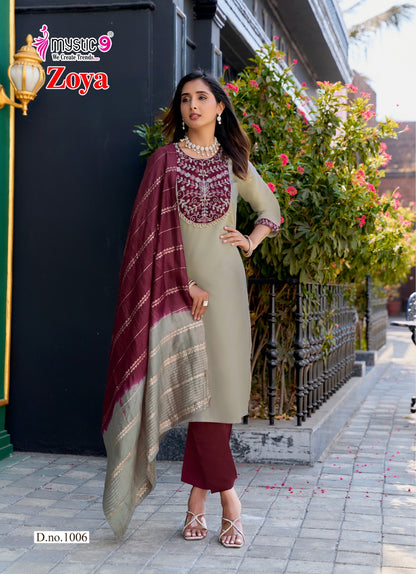 Zoya Vol 1 Mystic 9 Roman Silk Readymade Pant Style Suits Exporter Ahmedabad