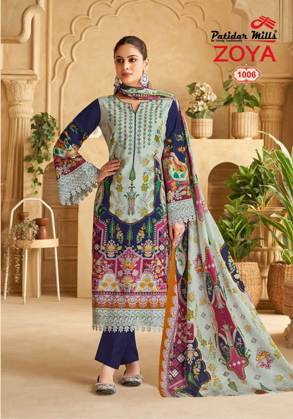 Zoya Vol 1 Patidar Mills Cotton Karachi Salwar Suits Exporter India