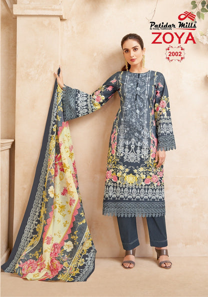 Zoya Vol 2 Patidar Mills Lawn Karachi Salwar Suits Manufacturer Gujarat