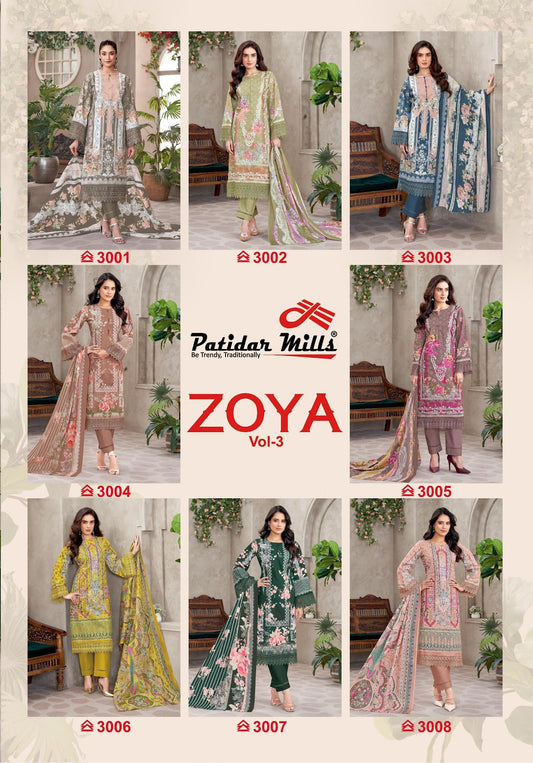 Zoya Vol 3 Patidar Mills Cotton Karachi Salwar Suits Exporter India