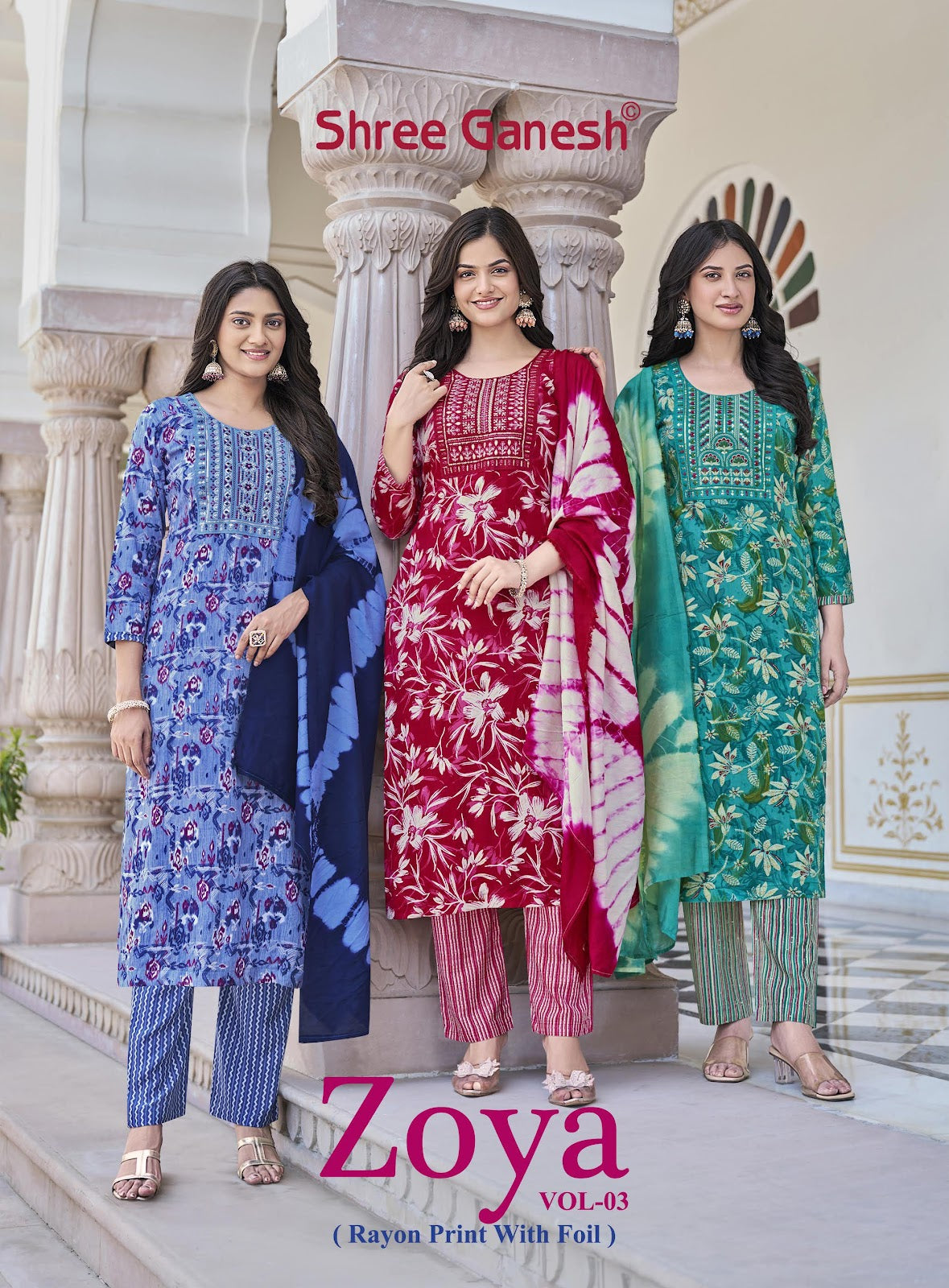 Zoya Vol 3 Shree Ganesh Rayon Readymade Pant Style Suits Wholesaler