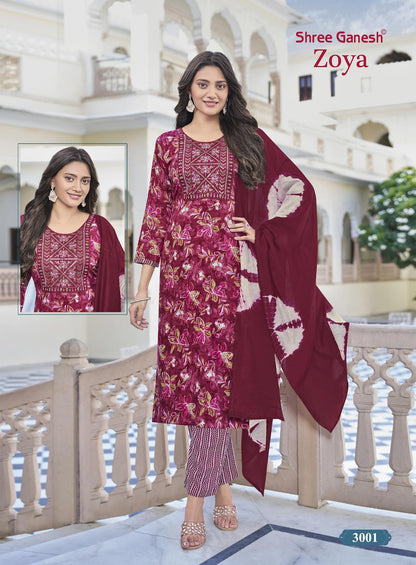 Zoya Vol 3 Shree Ganesh Rayon Readymade Pant Style Suits Wholesaler