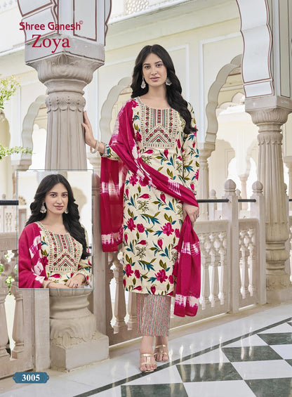 Zoya Vol 3 Shree Ganesh Rayon Readymade Pant Style Suits Wholesaler