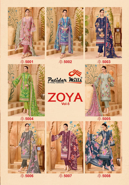 Zoya Vol 5 Patidar Mills Mix Cotton Karachi Salwar Suits Wholesale Price