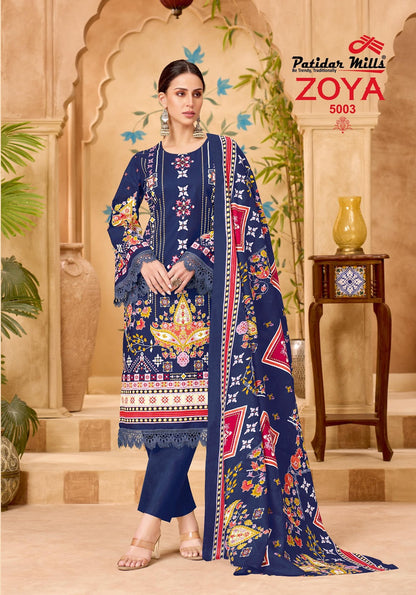 Zoya Vol 5 Patidar Mills Mix Cotton Karachi Salwar Suits Wholesale Price
