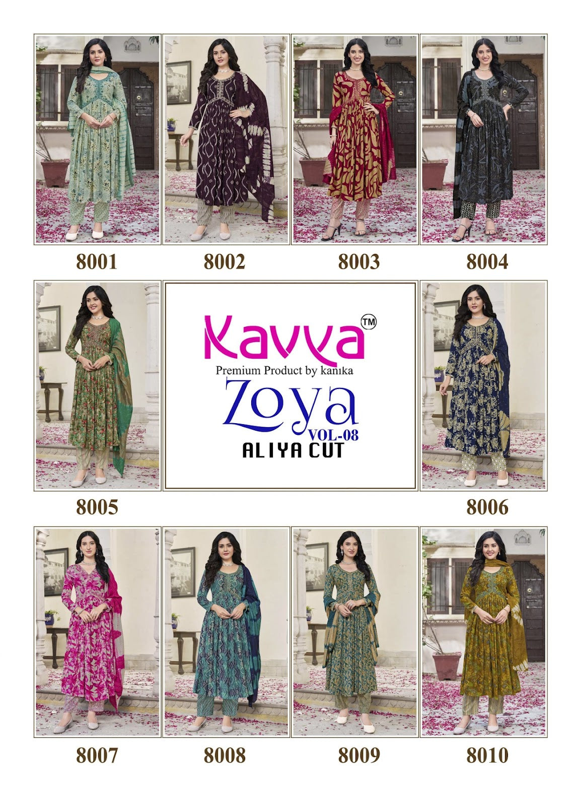 Zoya Vol 8 Aaliya Cut Kavya Rayon Foil Readymade Pant Style Suits Wholesale