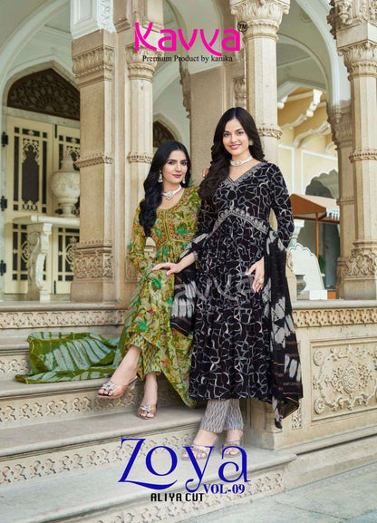 Zoya Vol 9 Kavya Rayon Foil Readymade Pant Style Suits Supplier Ahmedabad