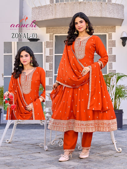Zoyal Aanchi Vichitra Silk Readymade Anarkali Suits Wholesale Price