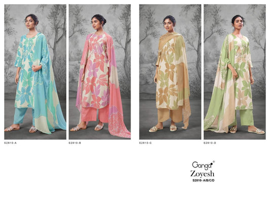 Zoyesh 2810 Ganga Premium Cotton Plazzo Style Suits Exporter Ahmedabad