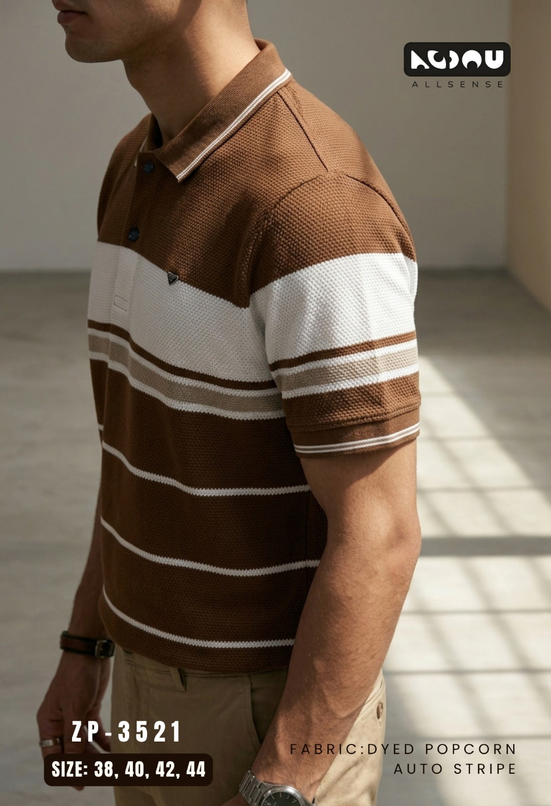 Zp 3521 Popcorn Allsense Auto Stripes Mens Tshirts Exporter Ahmedabad