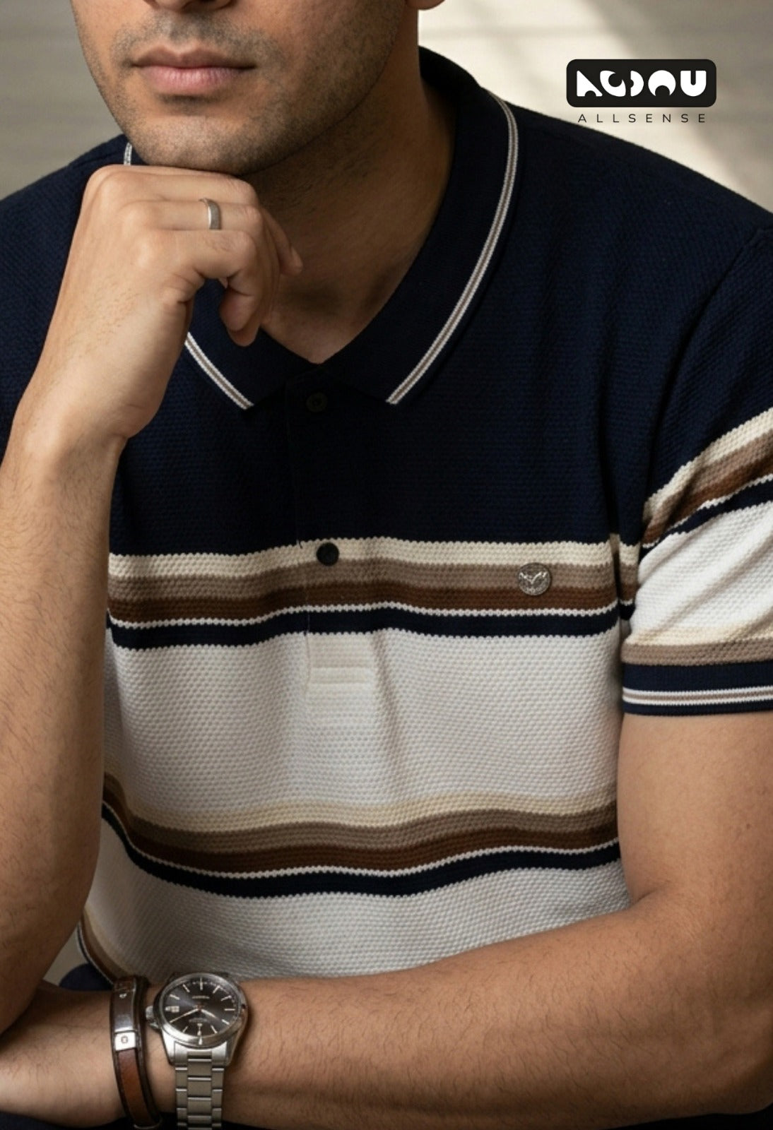 Zp 3521 Popcorn Allsense Auto Stripes Mens Tshirts Exporter Ahmedabad
