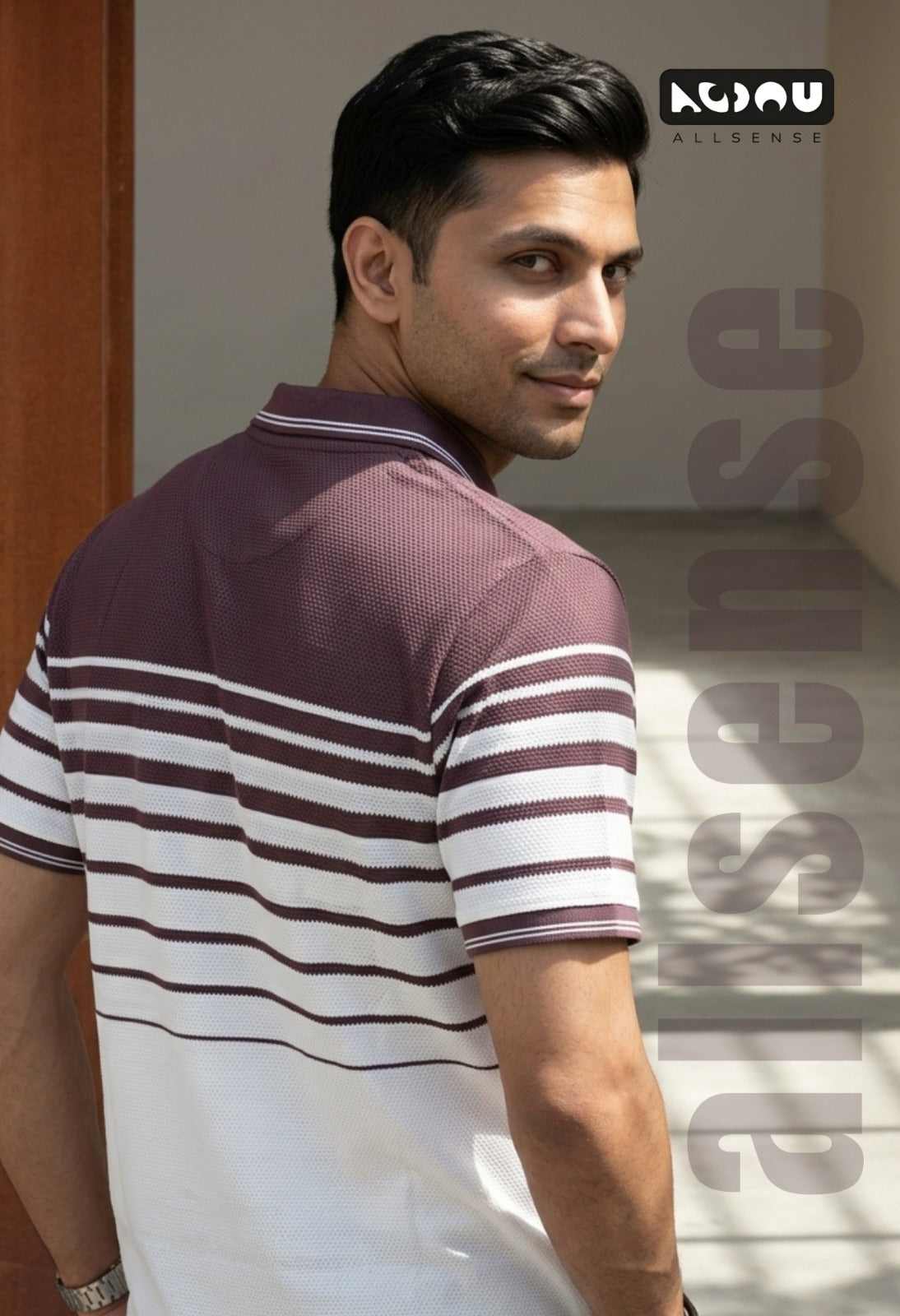 Zp 3521 Popcorn Allsense Auto Stripes Mens Tshirts Exporter Ahmedabad
