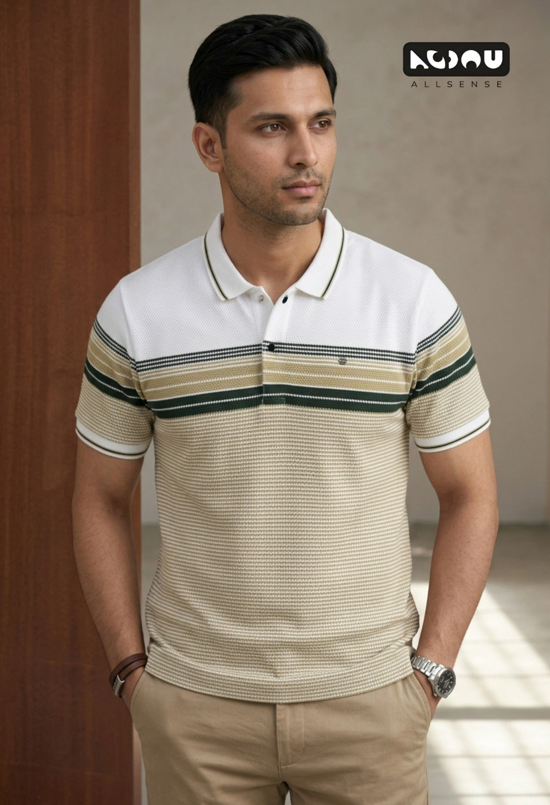 Zp 3521 Popcorn Allsense Auto Stripes Mens Tshirts Exporter Ahmedabad
