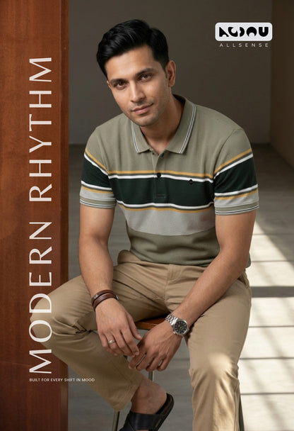 Zp 3521 Popcorn Allsense Auto Stripes Mens Tshirts Exporter Ahmedabad