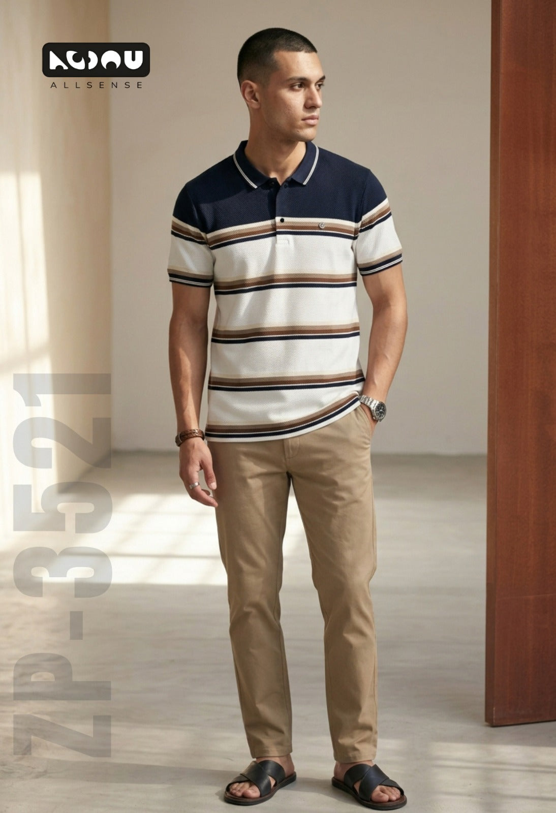 Zp 3521 Popcorn Allsense Auto Stripes Mens Tshirts Exporter Ahmedabad