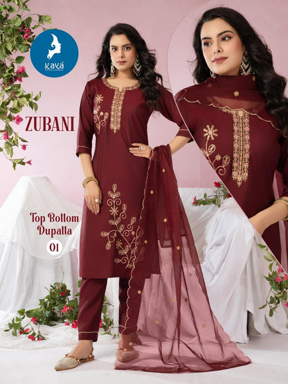 Zubani Kaya Roman Silk Readymade Pant Style Suits Manufacturer Ahmedabad