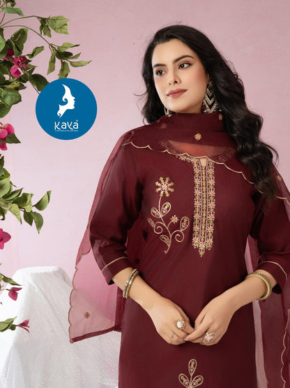 Zubani Kaya Roman Silk Readymade Pant Style Suits Manufacturer Ahmedabad