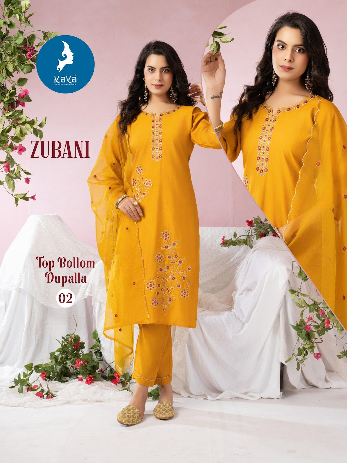 Zubani Kaya Roman Silk Readymade Pant Style Suits Manufacturer Ahmedabad