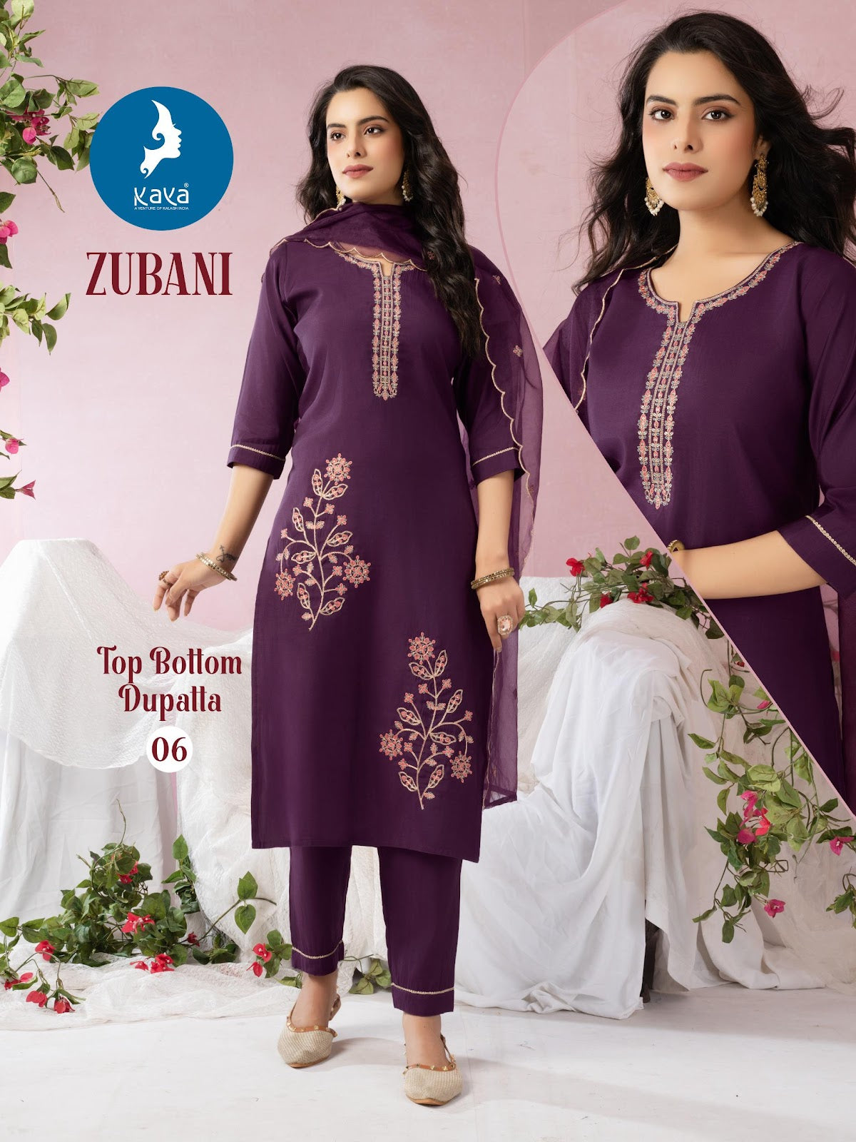 Zubani Kaya Roman Silk Readymade Pant Style Suits Manufacturer Ahmedabad