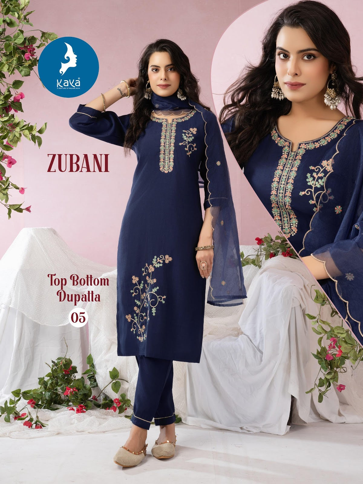 Zubani Kaya Roman Silk Readymade Pant Style Suits Manufacturer Ahmedabad