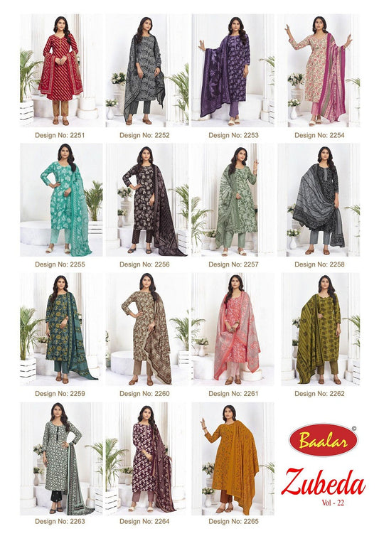 Zubeda Vol 22 Baalar Cotton Readymade Pant Style Suits Wholesale Price