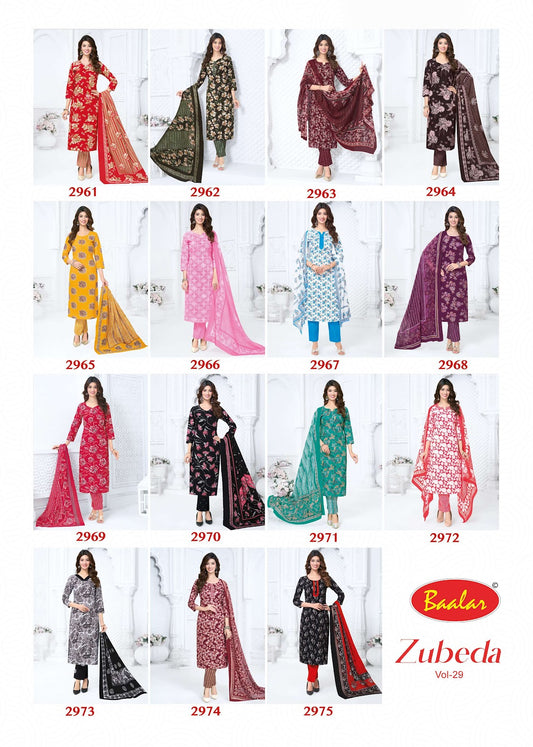 Zubeda Vol 29 Baalar Readymade Cotton Pant Suits Supplier