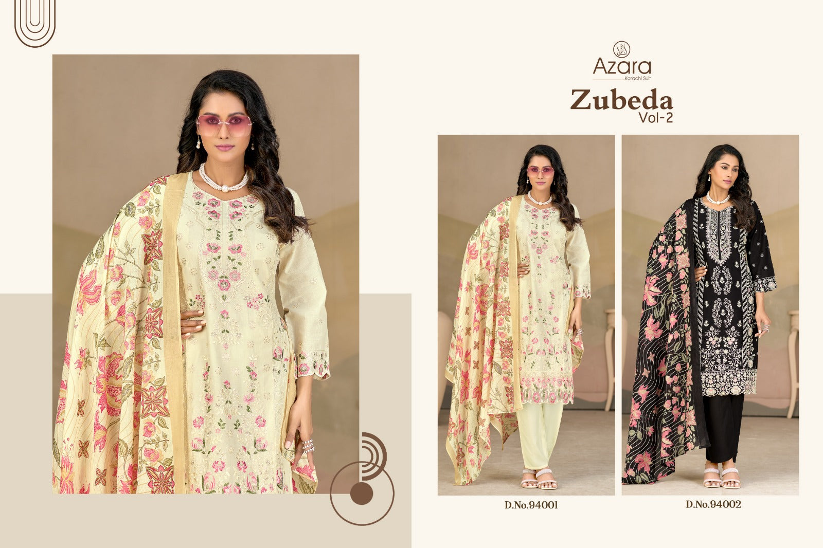 Zubeda Vol 2 Radhika Fashion Azara Lawn Cotton Karachi Salwar Suits Supplier Ahmedabad
