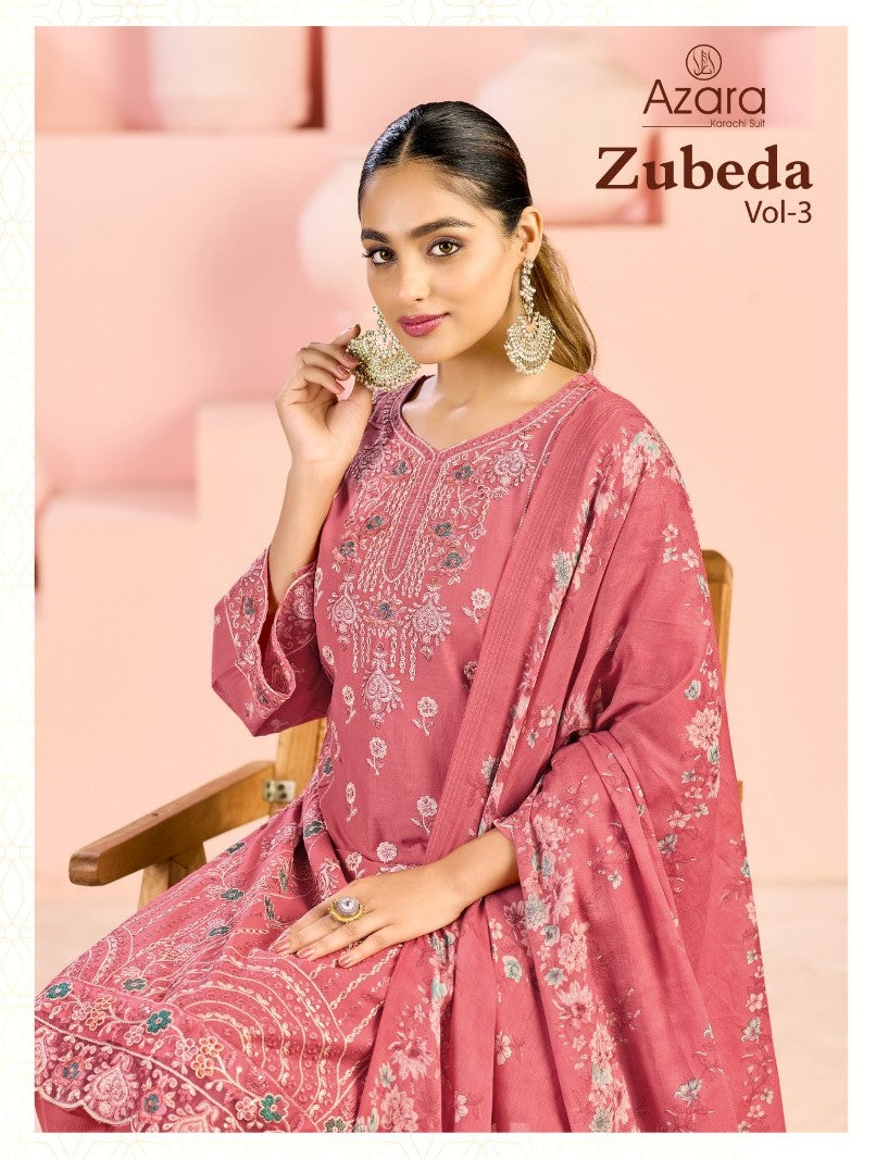Zubeda Vol 3 Radhika Fashion Azara Lawn Cotton Karachi Salwar Suits Wholesaler Ahmedabad