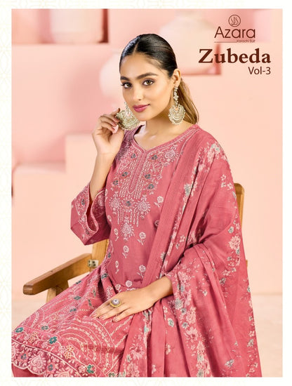 Zubeda Vol 3 Radhika Fashion Azara Lawn Cotton Karachi Salwar Suits Wholesaler Ahmedabad