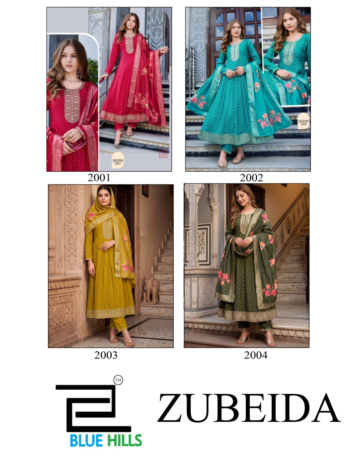 Zubeida Blue Hills Chanderi Readymade Anarkali Suits Wholesale