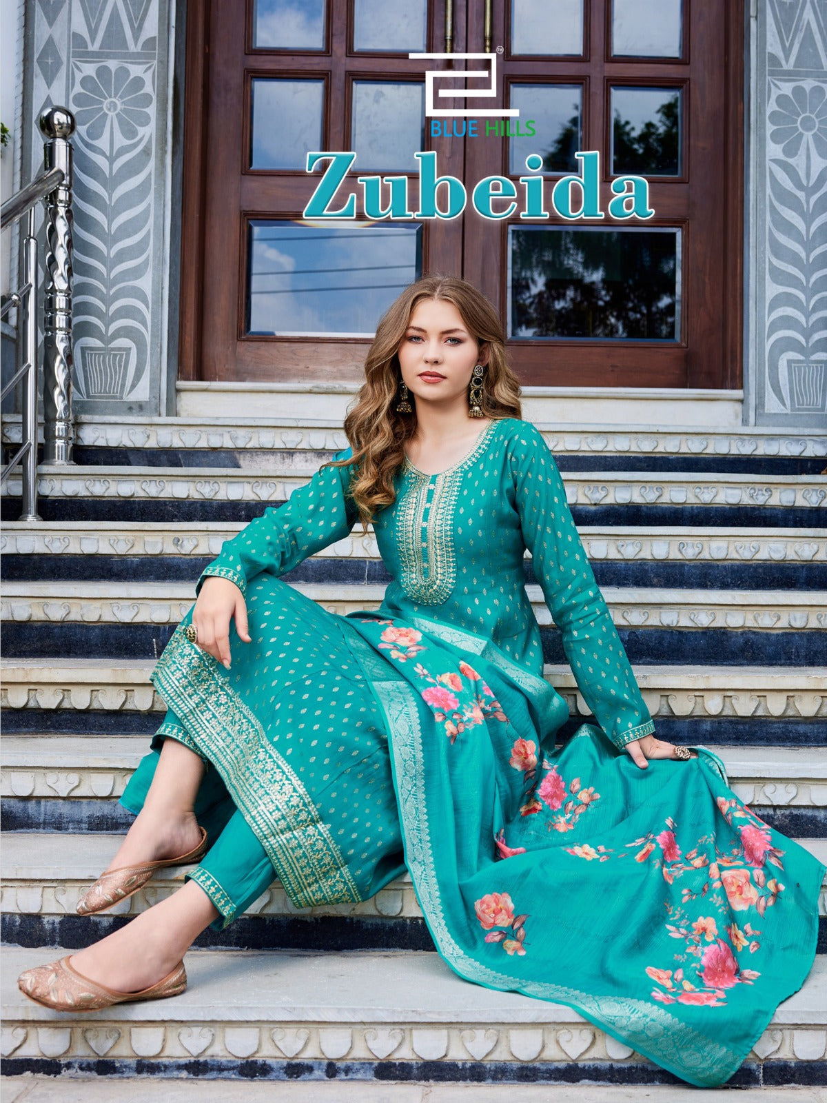 Zubeida Blue Hills Chanderi Readymade Anarkali Suits Wholesale