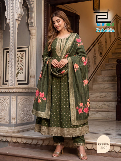 Zubeida Blue Hills Chanderi Readymade Anarkali Suits Wholesale