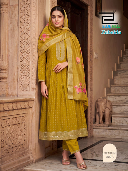 Zubeida Blue Hills Chanderi Readymade Anarkali Suits Wholesale