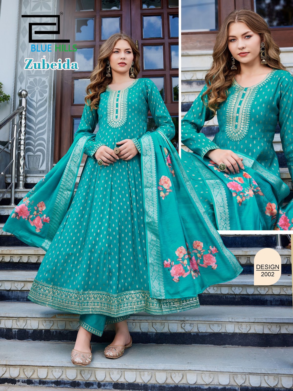 Zubeida Blue Hills Chanderi Readymade Anarkali Suits Wholesale