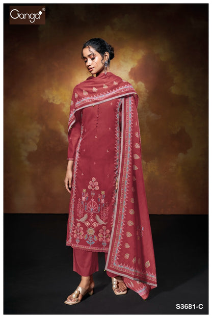 Zuleika 3681 Ganga Mul Plazzo Style Suits Exporter India