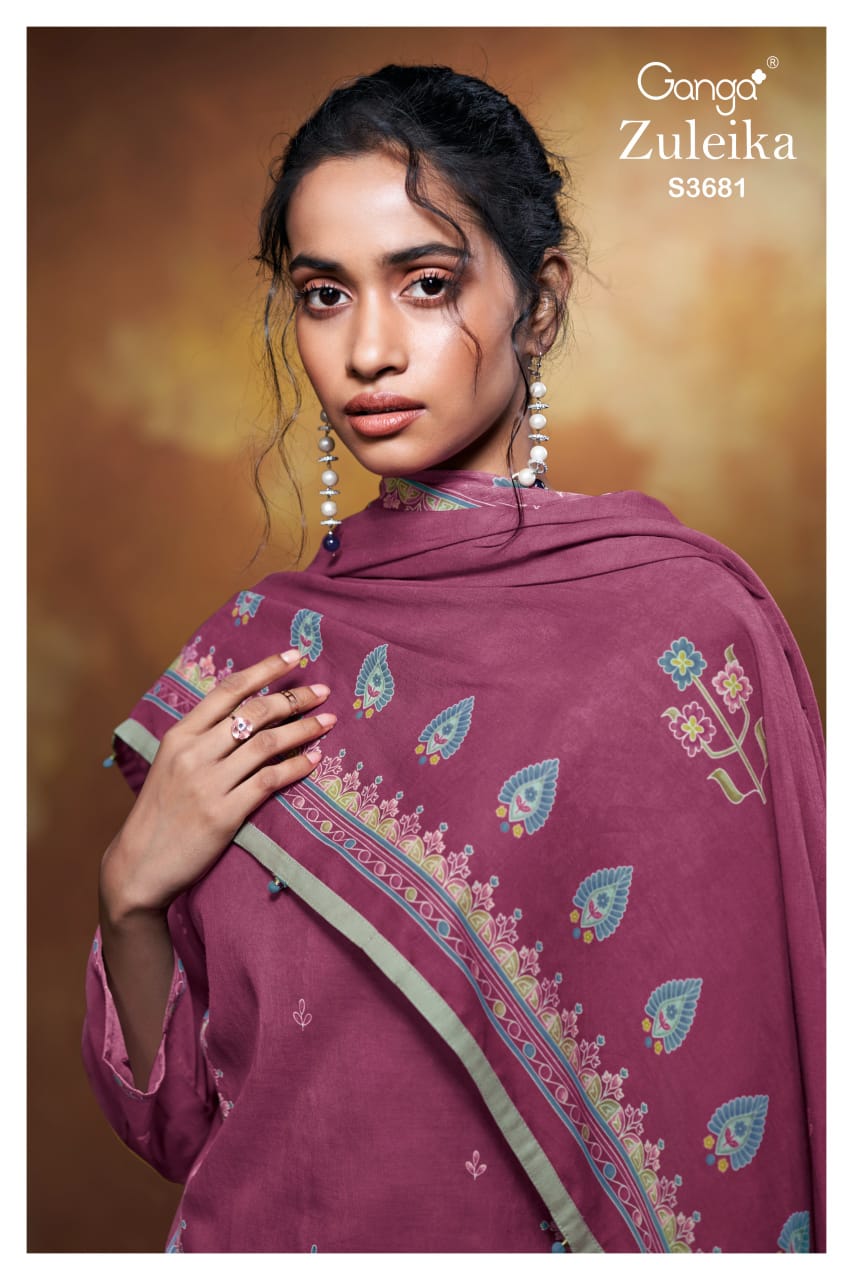 Zuleika 3681 Ganga Mul Plazzo Style Suits Exporter India