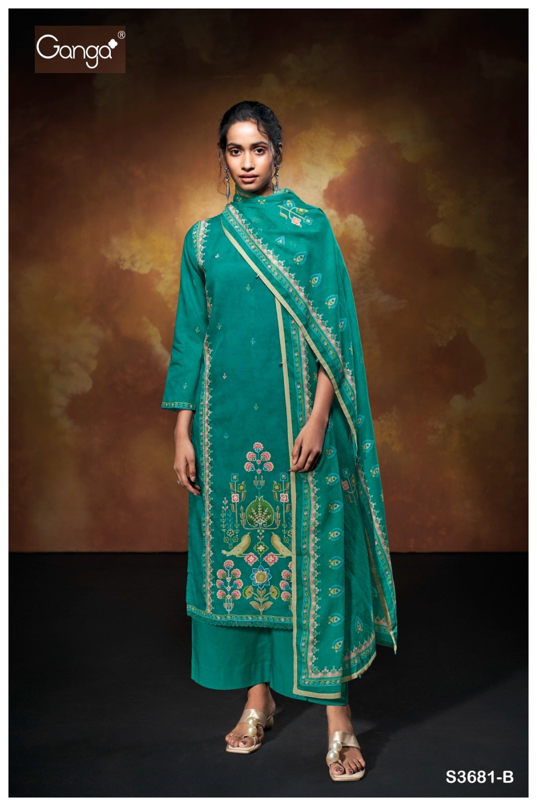 Zuleika 3681 Ganga Mul Plazzo Style Suits Exporter India