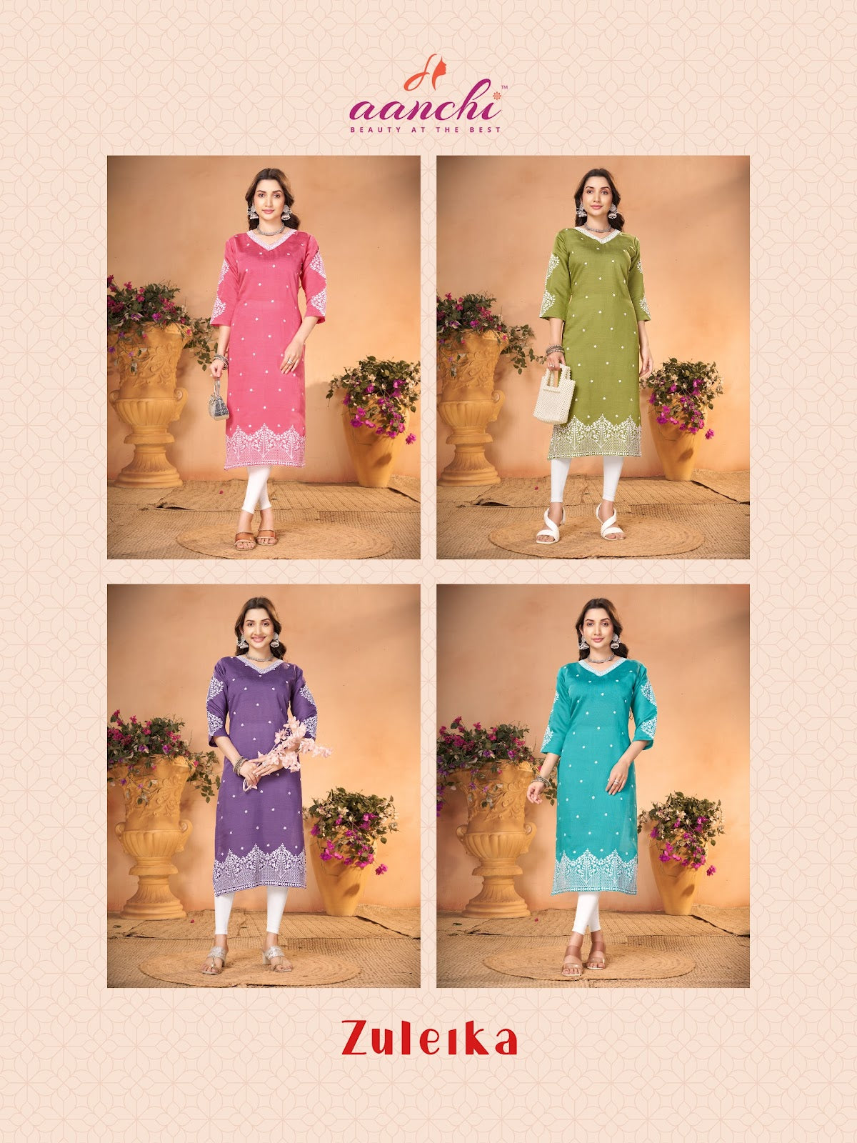 Zuleika Aanchi Vatican Long Straight Kurti Wholesaler Ahmedabad