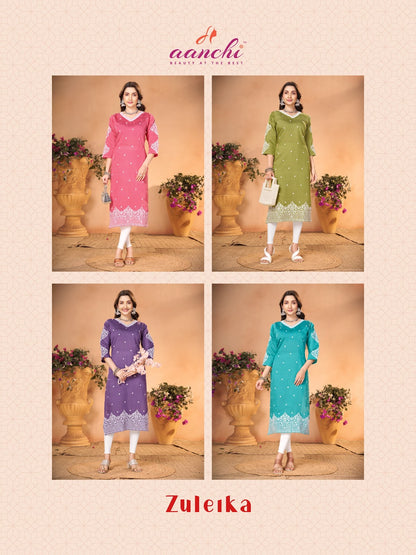 Zuleika Aanchi Vatican Long Straight Kurti Wholesaler Ahmedabad