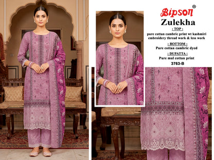 Zulekha 3763 Bipson Prints Cotton Cambric Pant Style Suits Exporter Gujarat