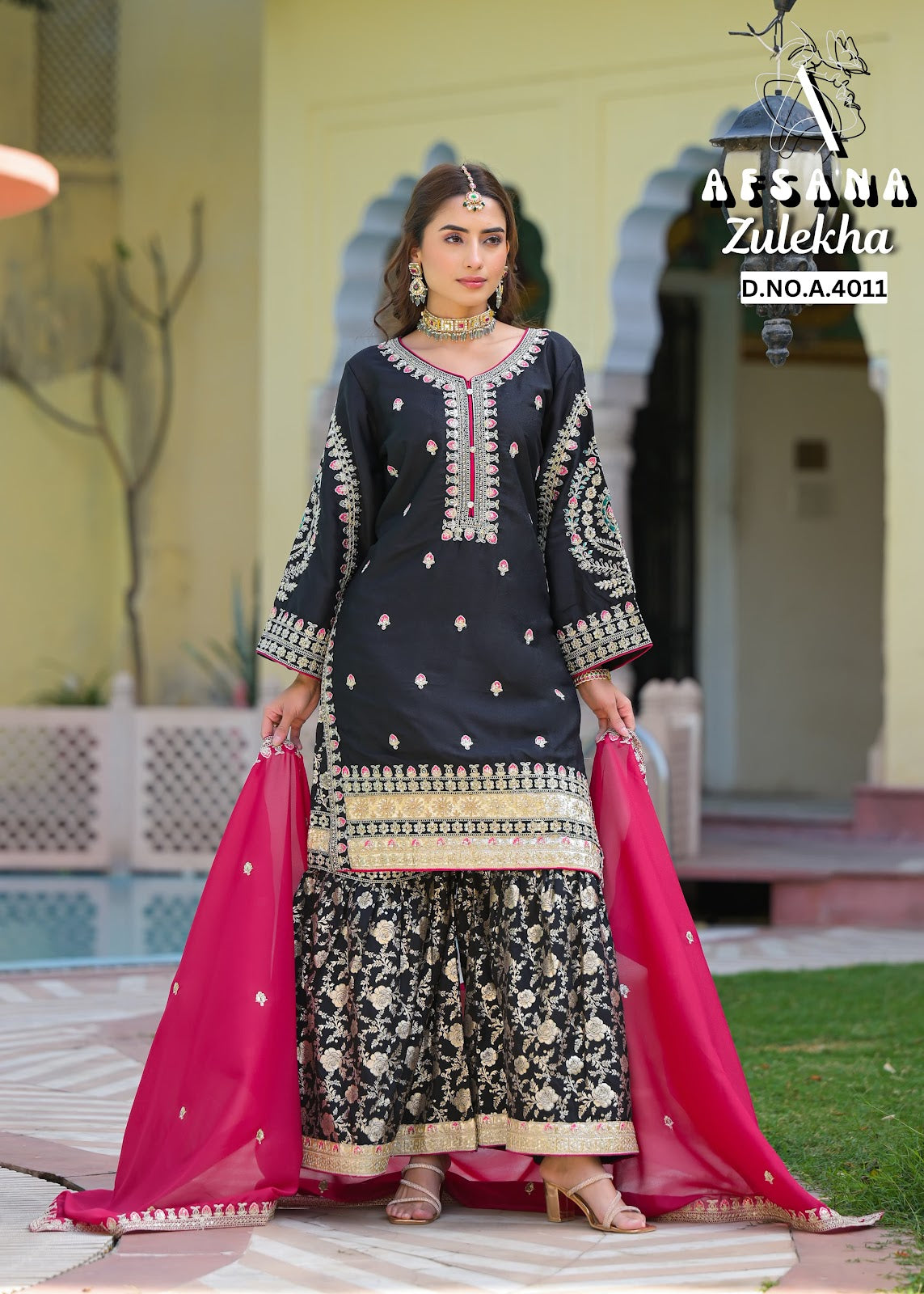 Zulekha 4011 Afsana Georgette Readymade Sharara Suits Supplier Ahmedabad